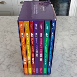 Kaplan MCAT Review Books Set - Purple, Red, Orange, Yellow, Green, Blue